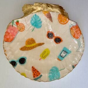 Summer Beach Scallop Seashell Trinket Dish
